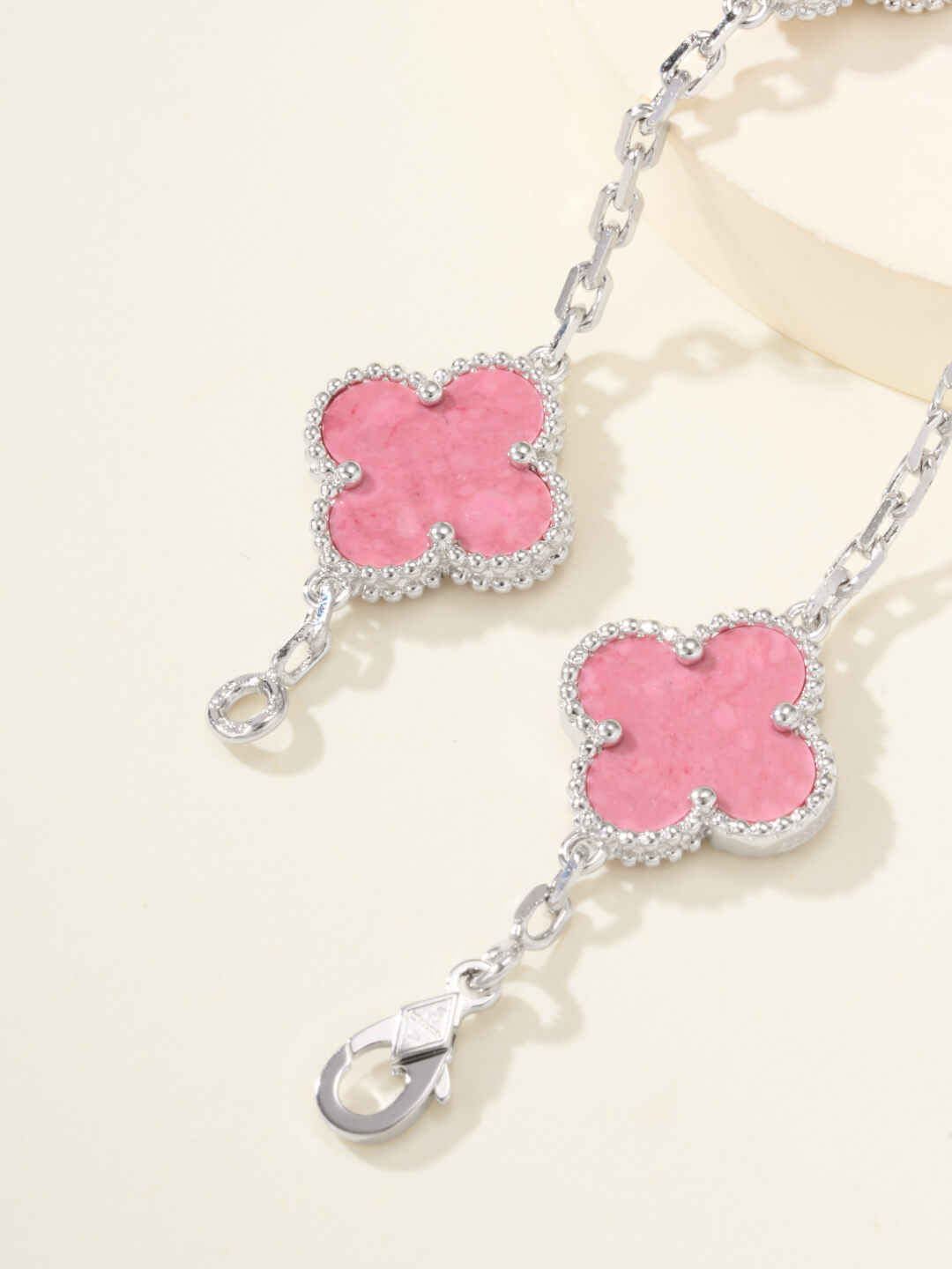 Trendy Pink Floral Link Bracelet