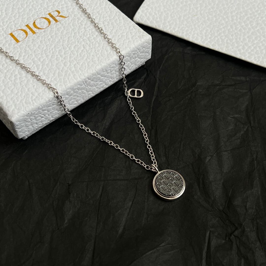 Vintage Brass Round Pendant Necklace