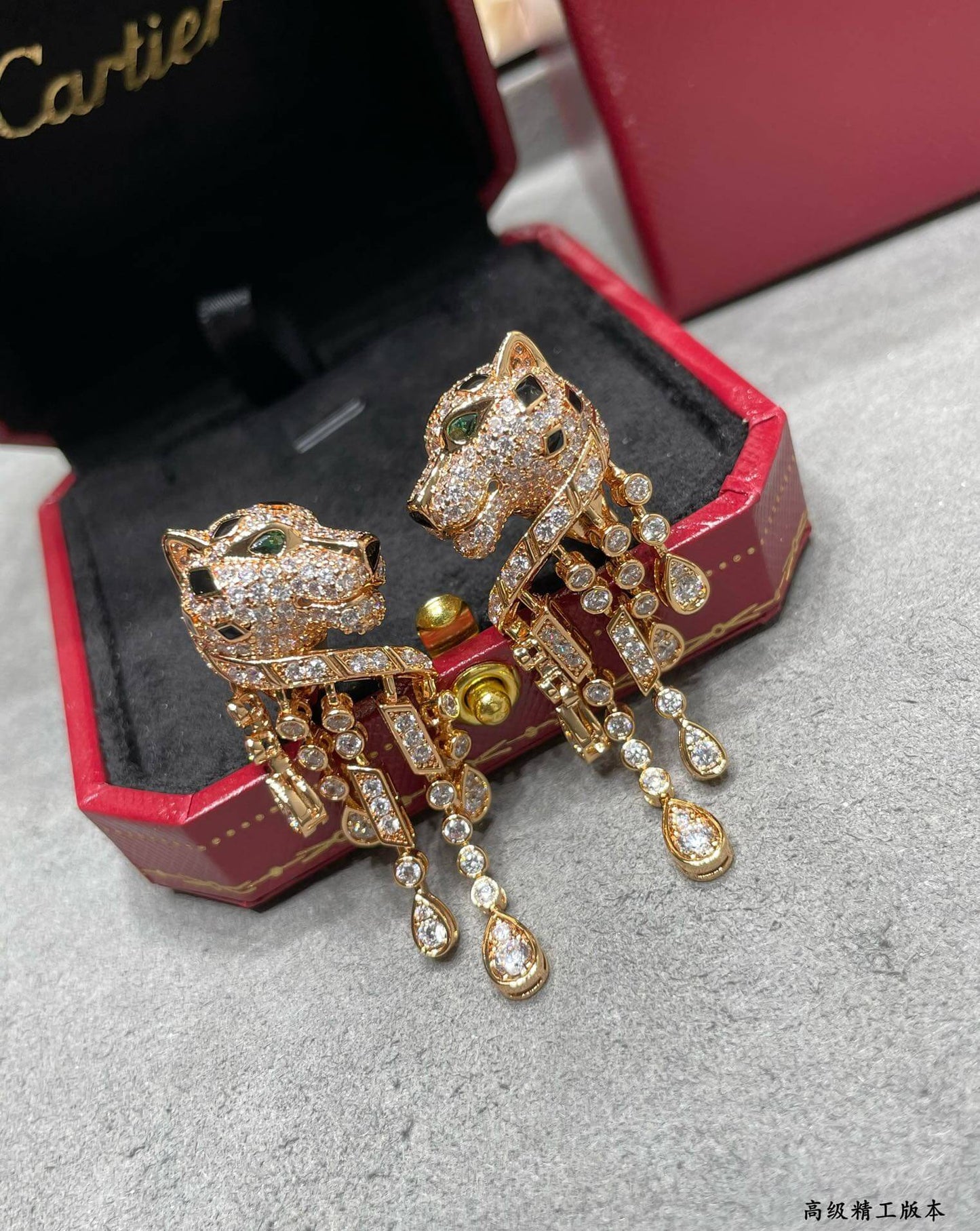 Feline-Embossed Statement Hoops