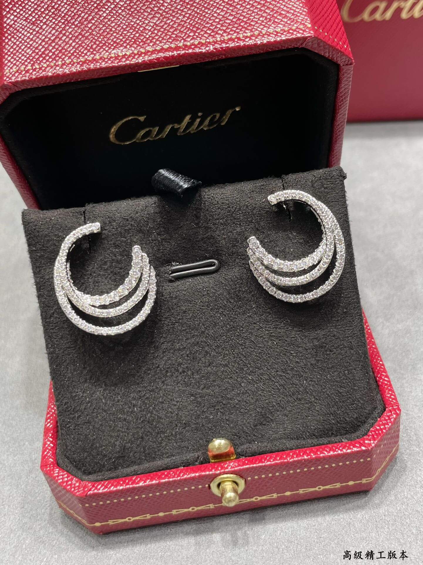 Triple-Pavé Hoop Studs