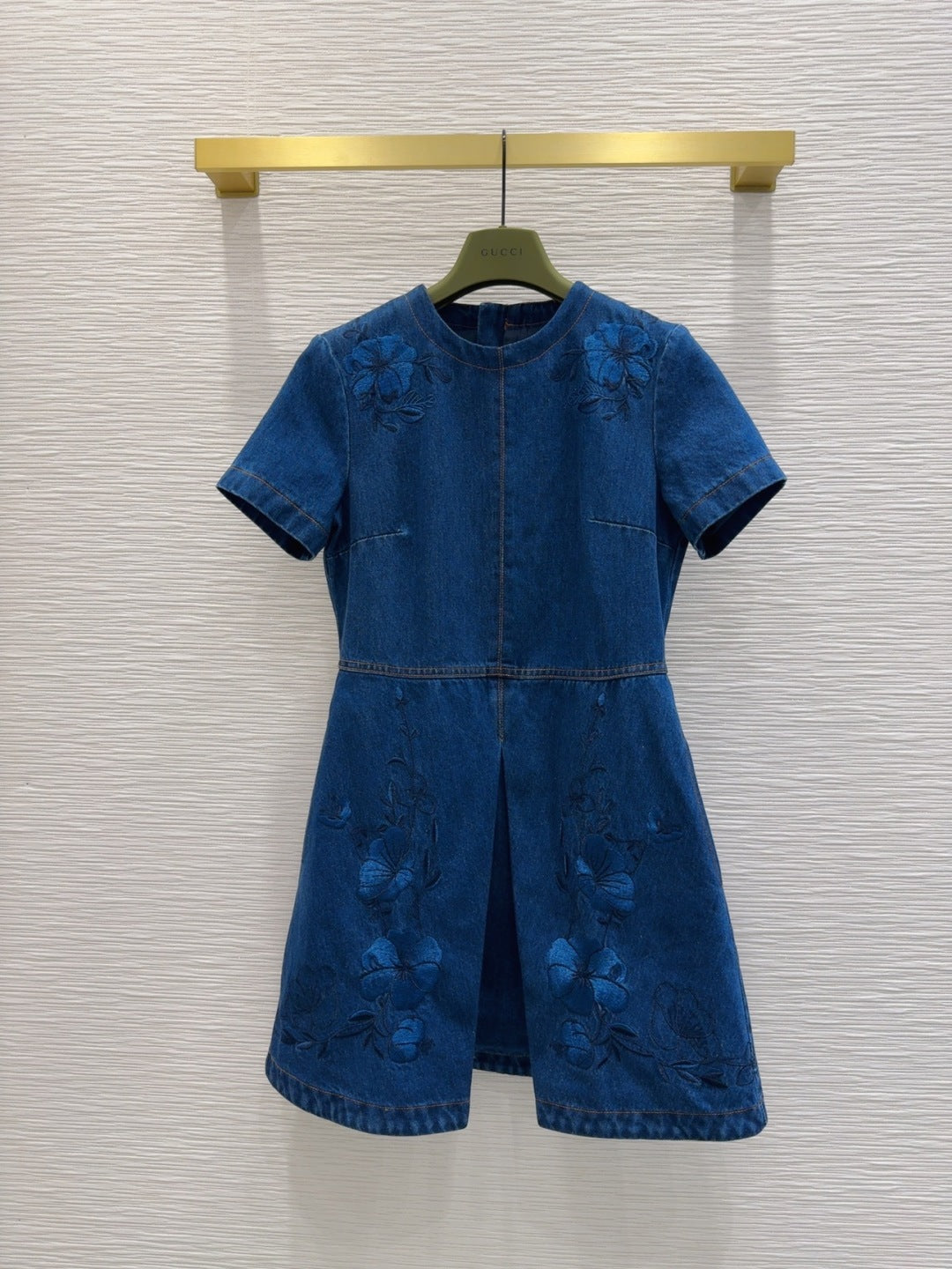 Denim Floral Embroidered Dress