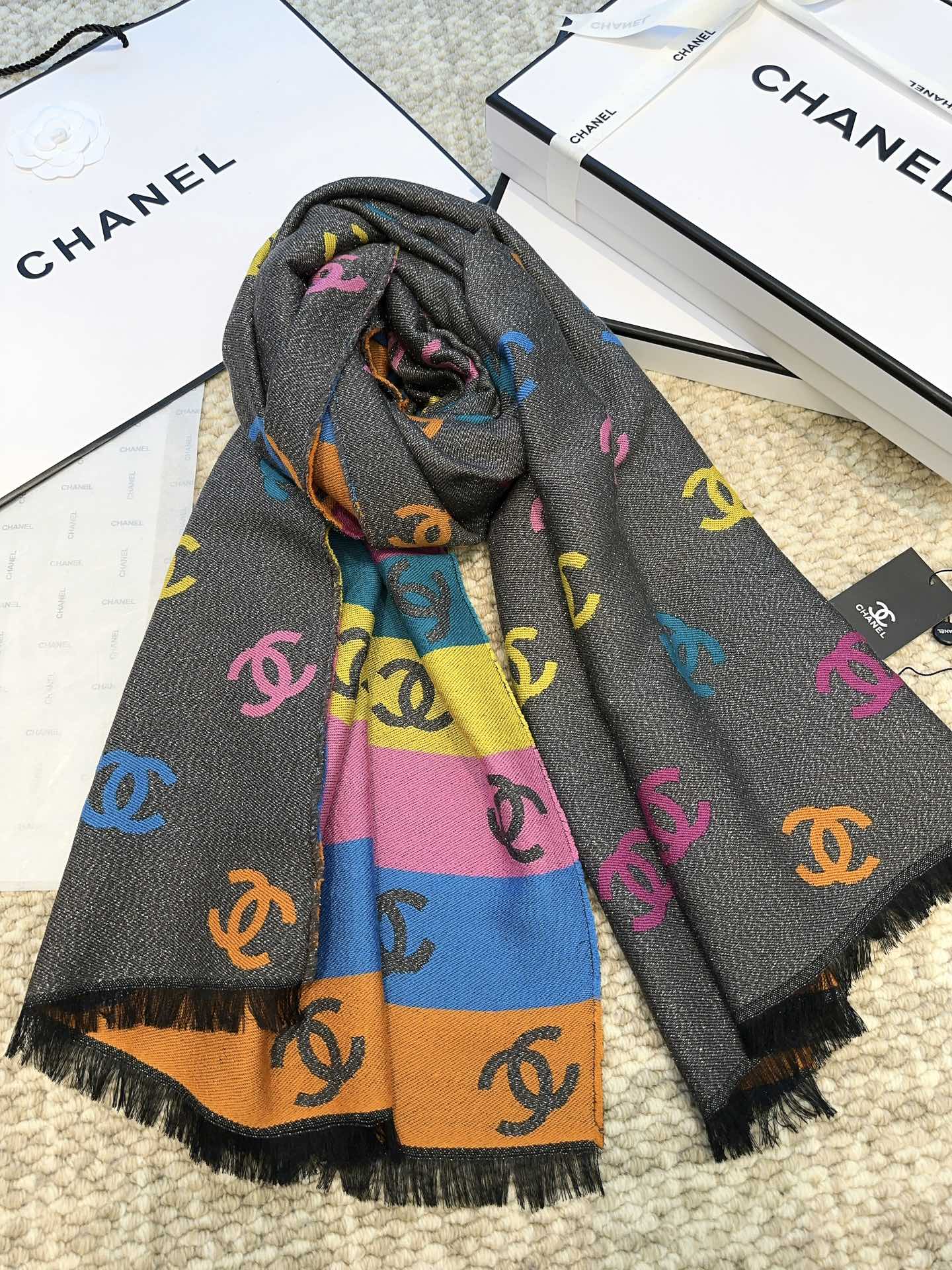 Classic Multicolor Logo All-Over Print Scarf