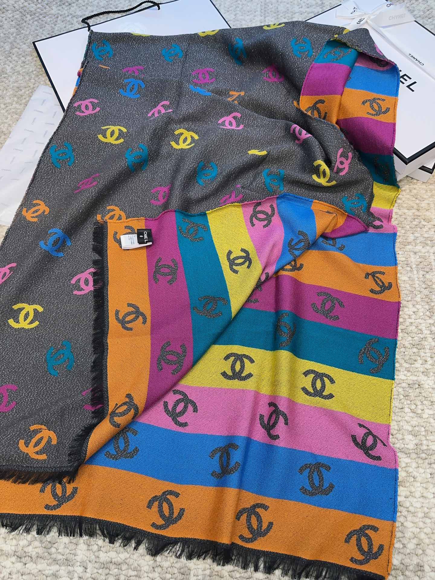 Classic Multicolor Logo All-Over Print Scarf