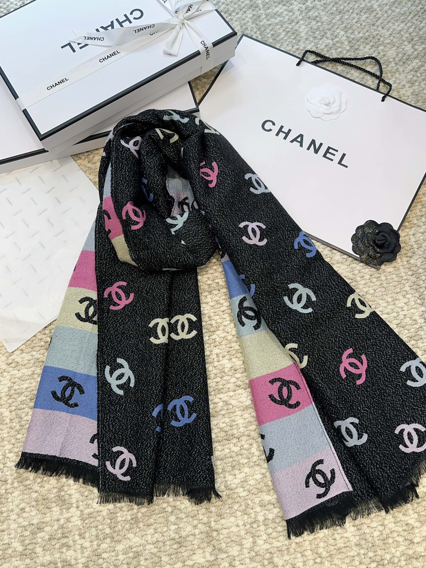 Classic Multicolor Logo All-Over Print Scarf