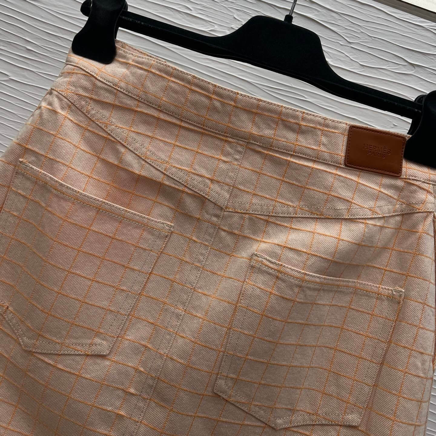 Classic Orange-Toned Denim Mini Skirt