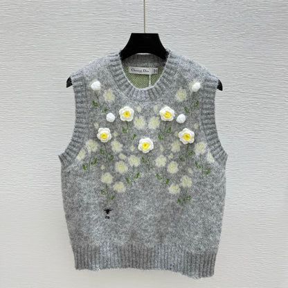 Vintage 3D Floral Knit Vest