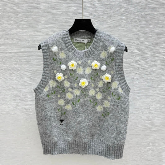 Vintage 3D Floral Knit Vest