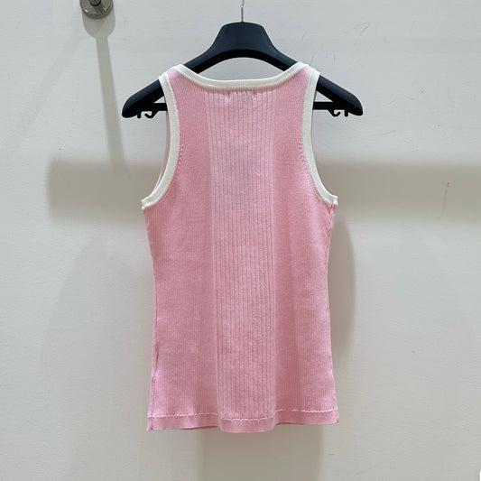 Classic Diamond-Buckle Color-Block Knit Vest