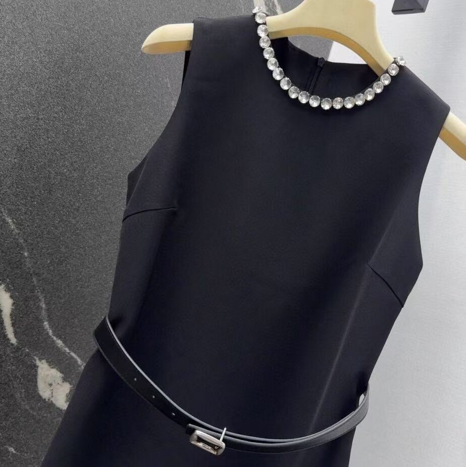 Elegant Black Dress with Diamond Accents