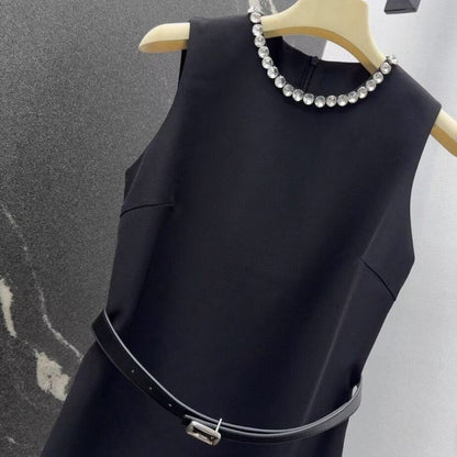 Elegant Black Dress with Diamond Accents
