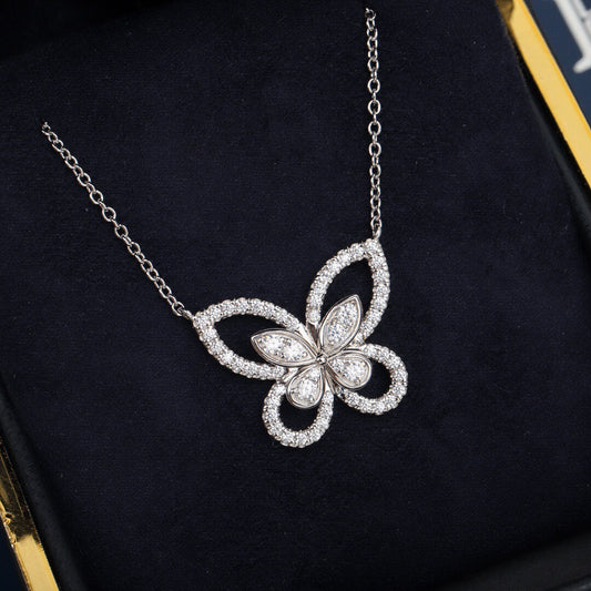 Elegant Diamond Butterfly Necklace