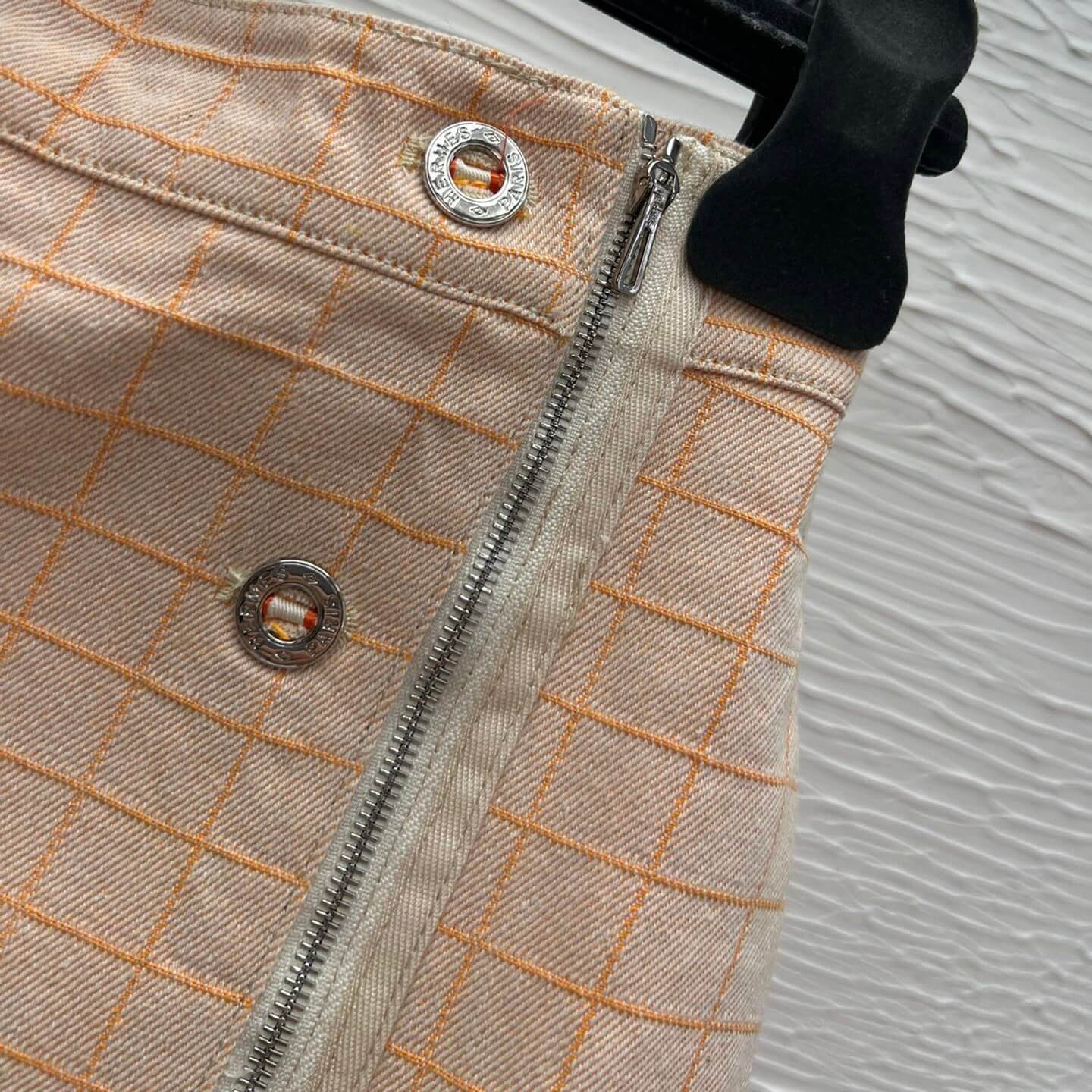 Classic Orange-Toned Denim Mini Skirt