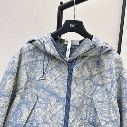 Classic Pattern Oversized Hooded Jacket