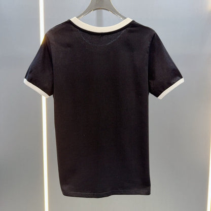 Minimalist Color-Block Embroidered T-Shirt