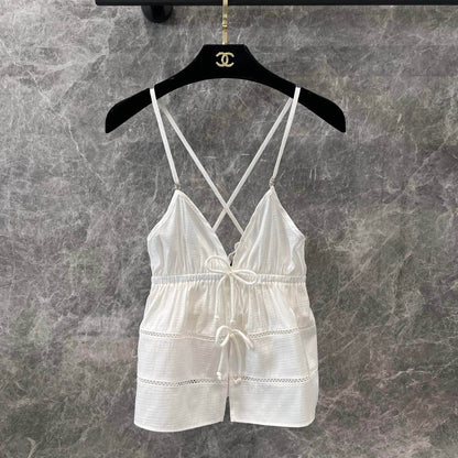 Vacation Style Bow-Tie V-Neck Camisole