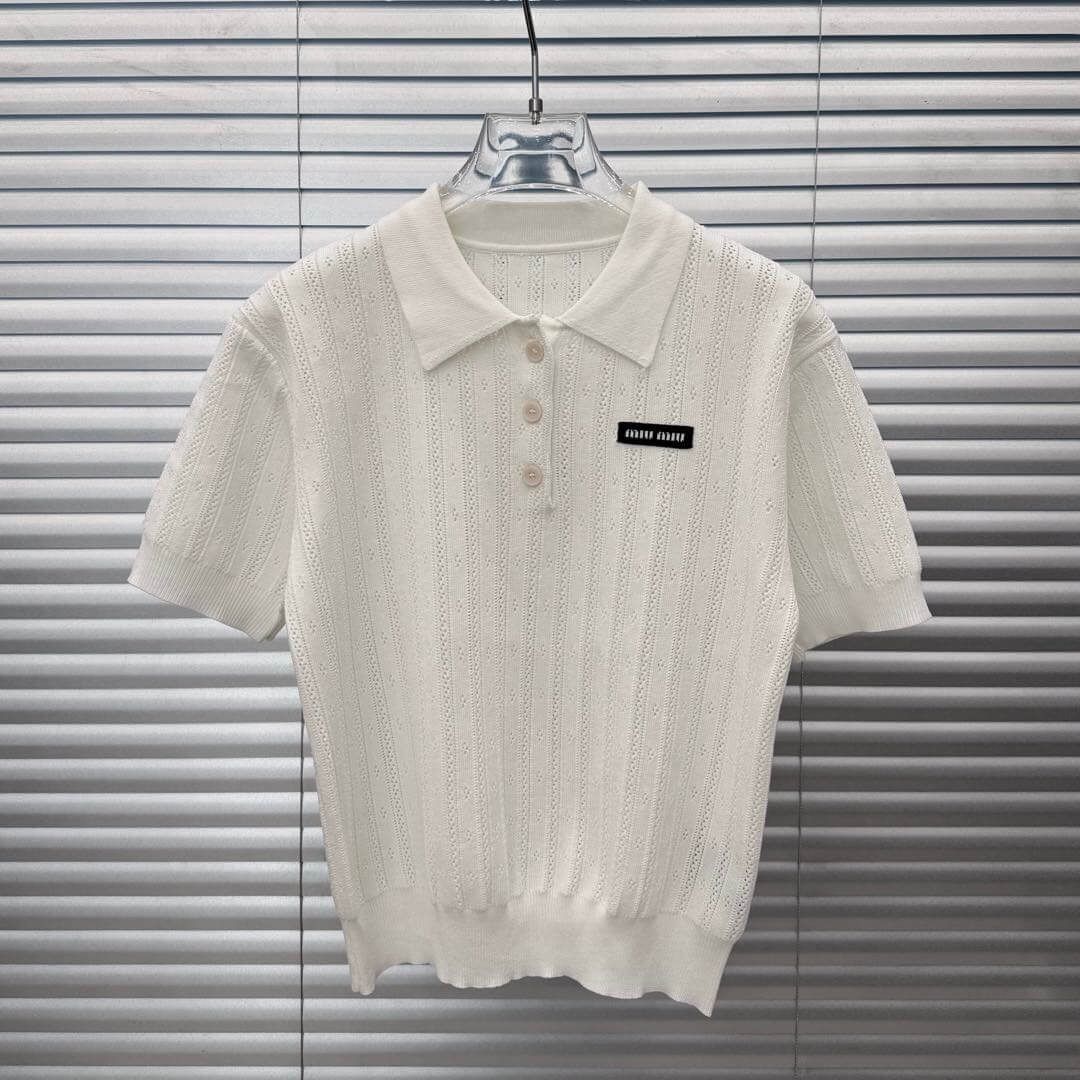 Letter Patch Lapel Short Sleeves