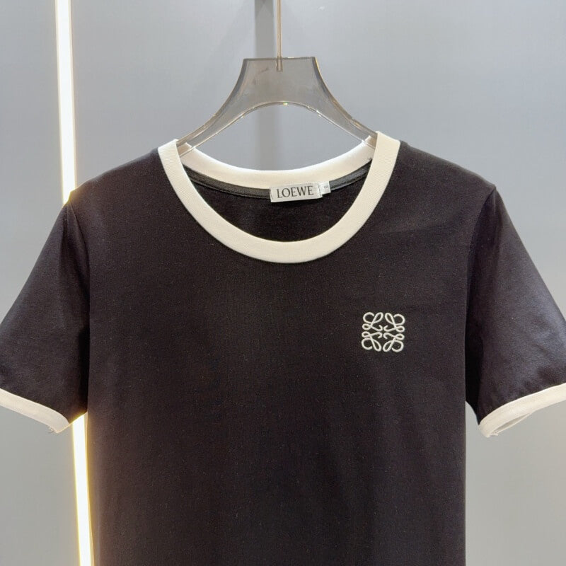 Minimalist Color-Block Embroidered T-Shirt
