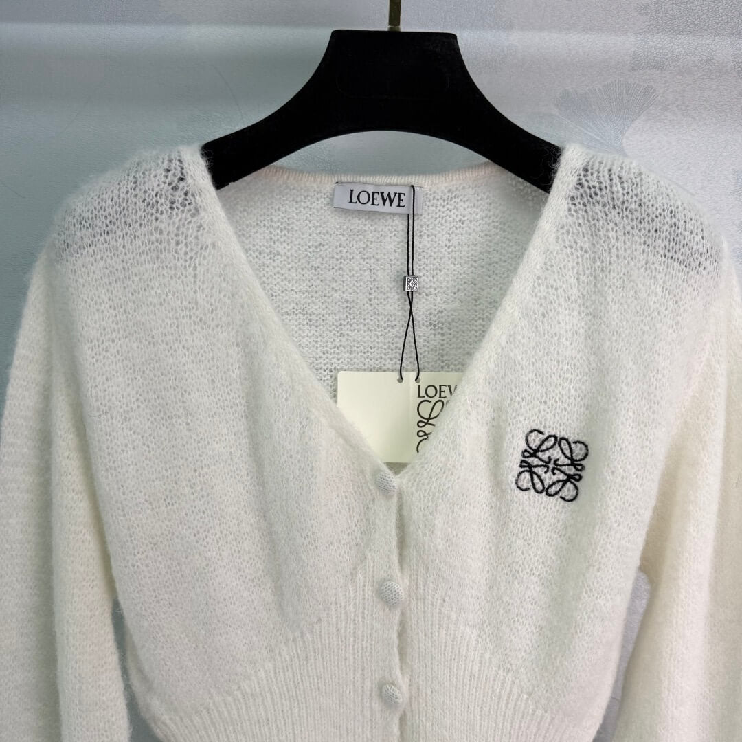 Delicate V-Neck Cardigan with Lace Hem