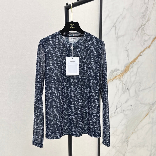 Trendy Sheer Mesh Long Sleeve Top