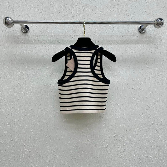 Classic Versatile Striped U-Neck Vest