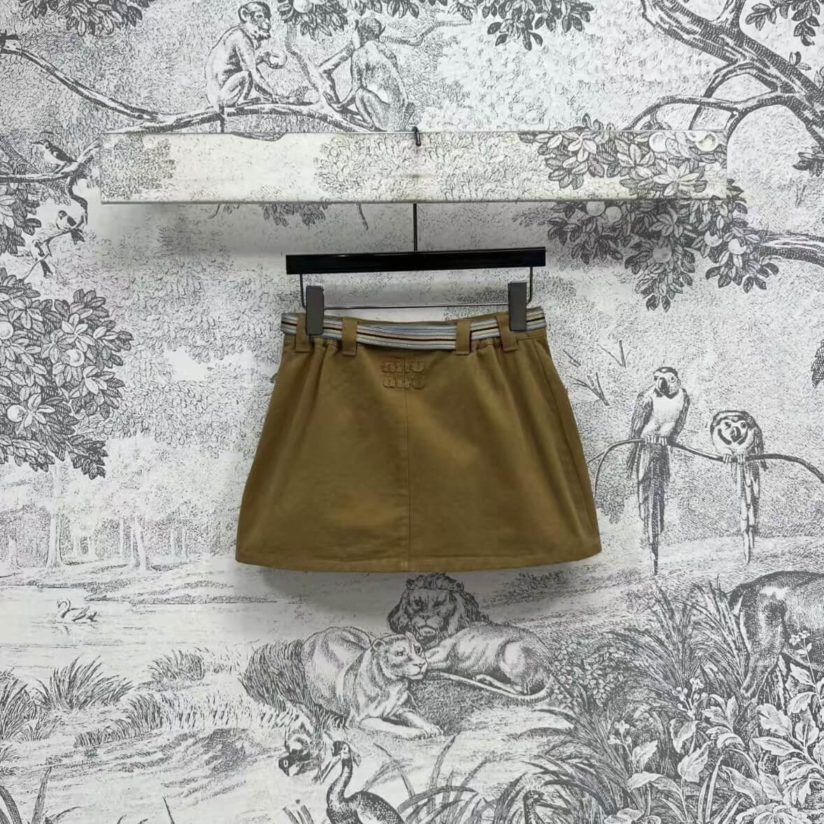 Classic Trendy Maillard Color Block Short Skirt