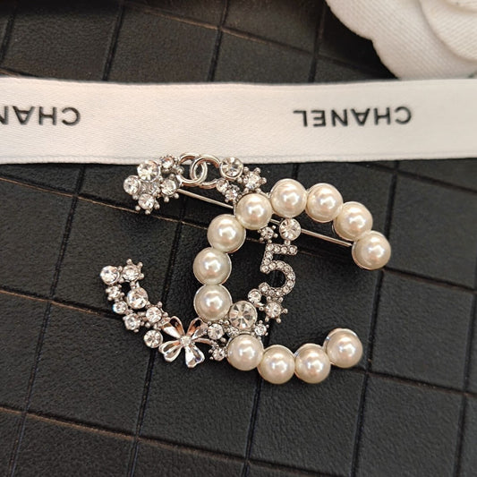 Pearl & Diamond Encrusted Brooch