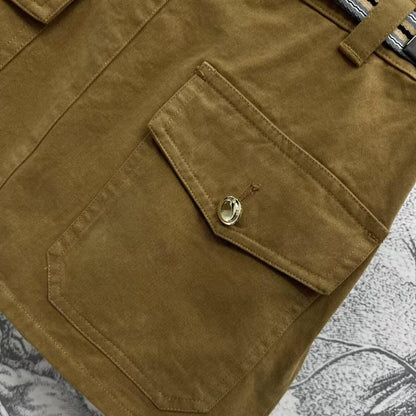 Classic Trendy Maillard Color Block Short Skirt