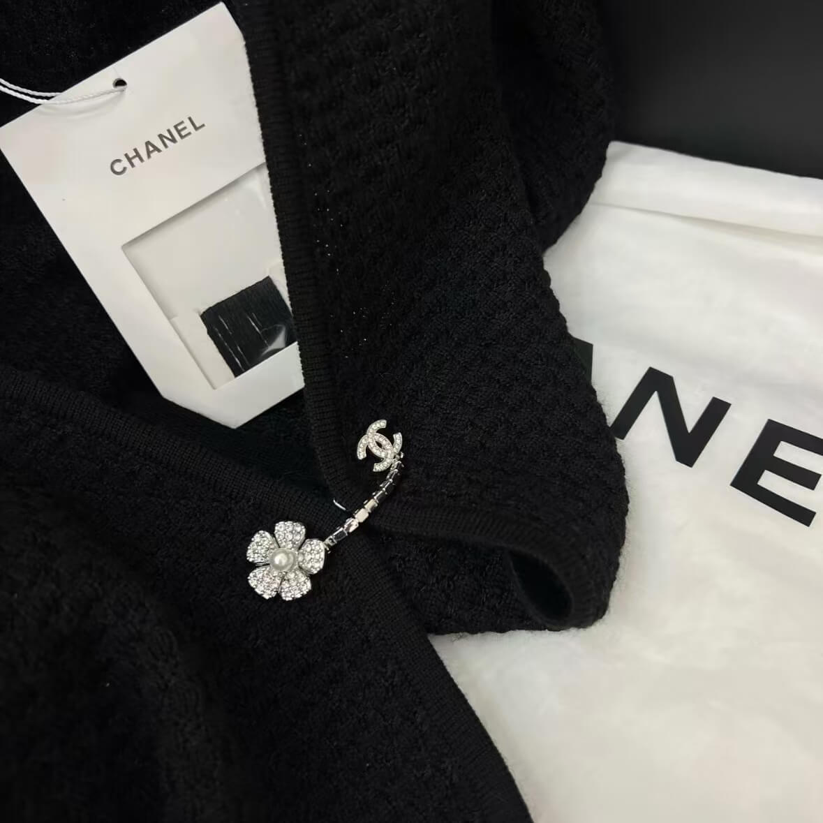 Classic Camellia Metal-Button Cardigan