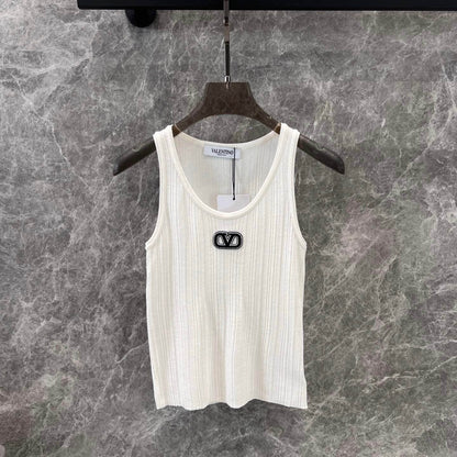 Minimalist 3D Letter-Printed U-Neck Vest