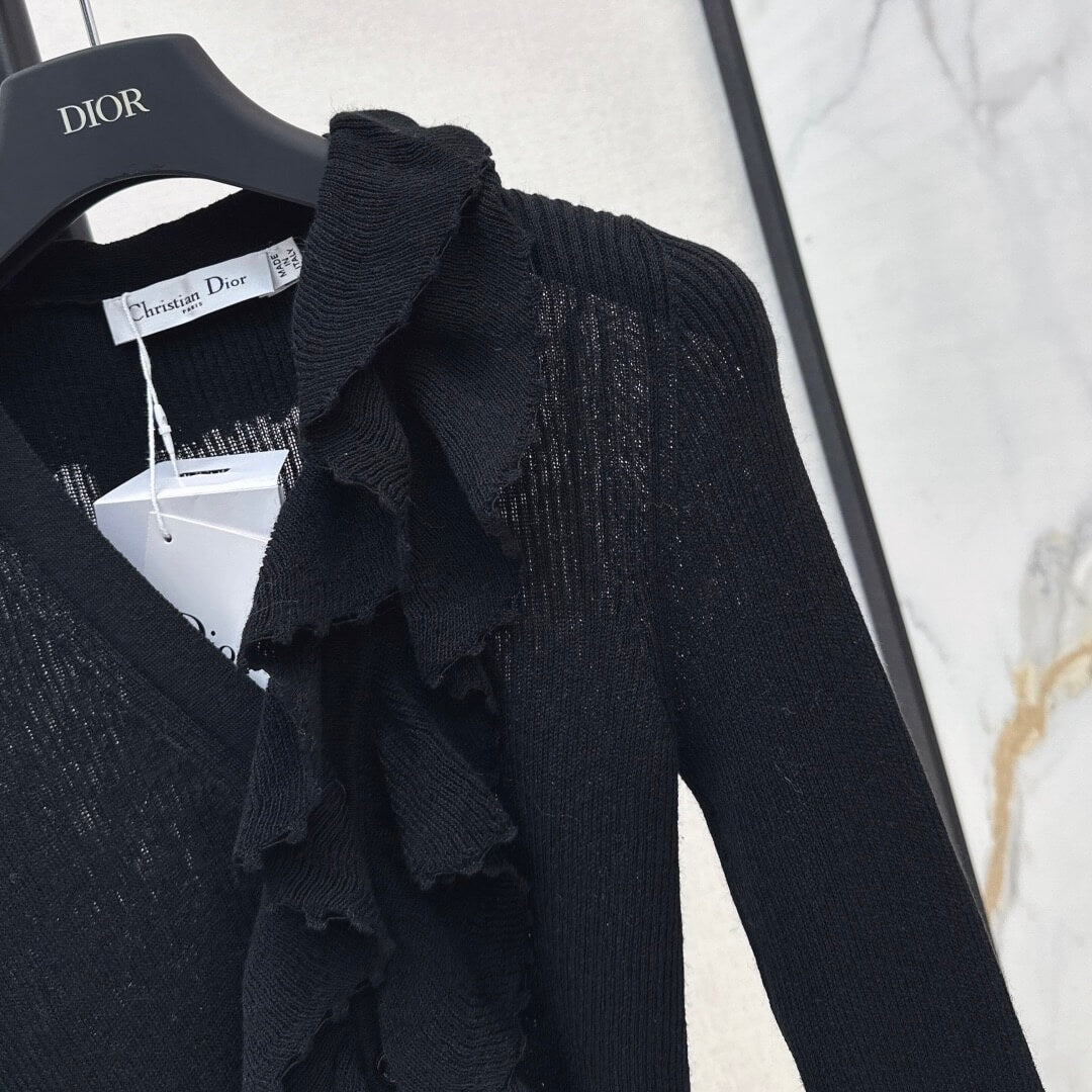 Chic & Elegant 3D Lace-Collar Knit Baselayer