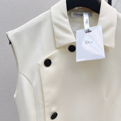 Angled-Button Wrap Dress with Belted Waist
