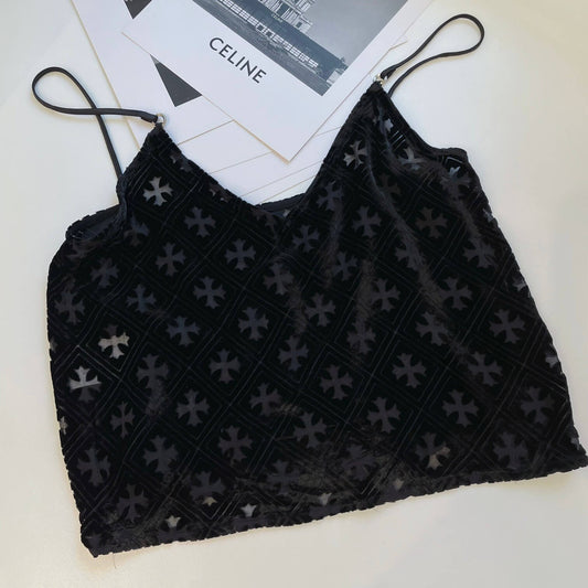 Velvet Cross Cut-Out Camisole Vest