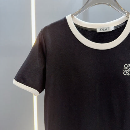 Minimalist Color-Block Embroidered T-Shirt