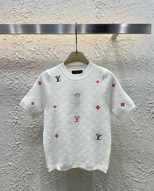 Classic Embroidered Lettering Knitted Top