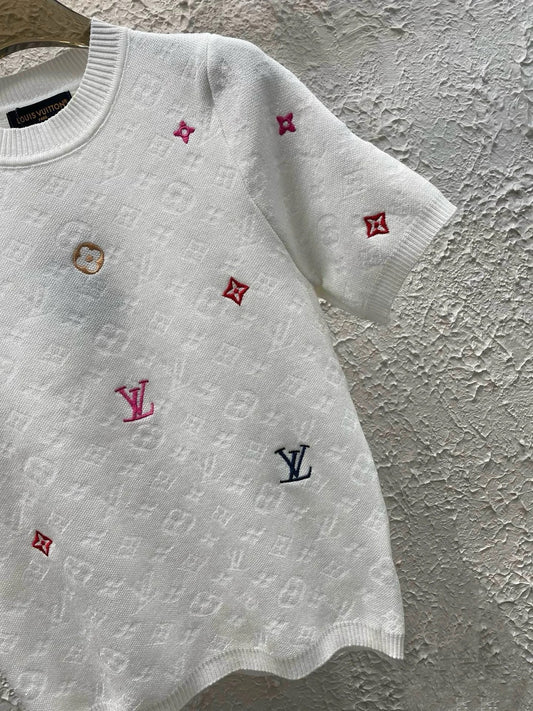 Classic Embroidered Lettering Knitted Top