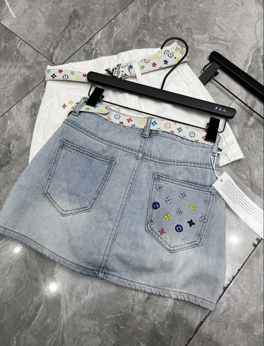 Classic Embroidered Lettering Skirt