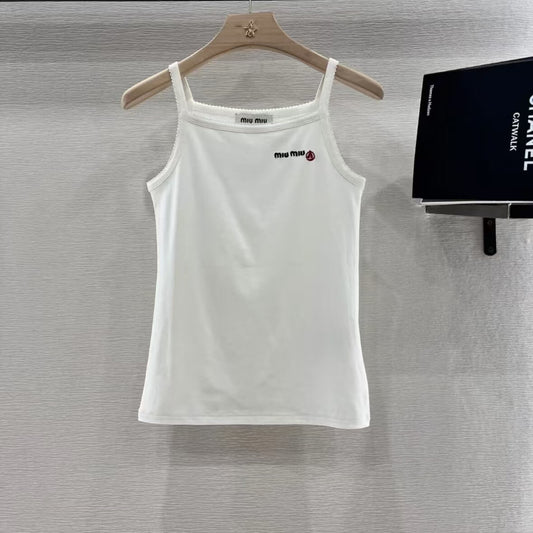 Simple Embroidered Sleeveless Vest