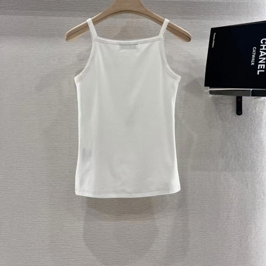 Simple Embroidered Sleeveless Vest