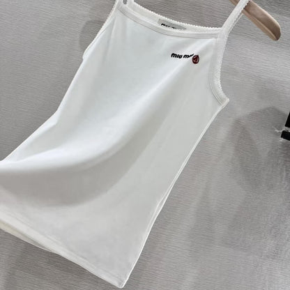 Simple Embroidered Sleeveless Vest