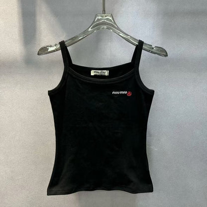 Simple Embroidered Sleeveless Vest