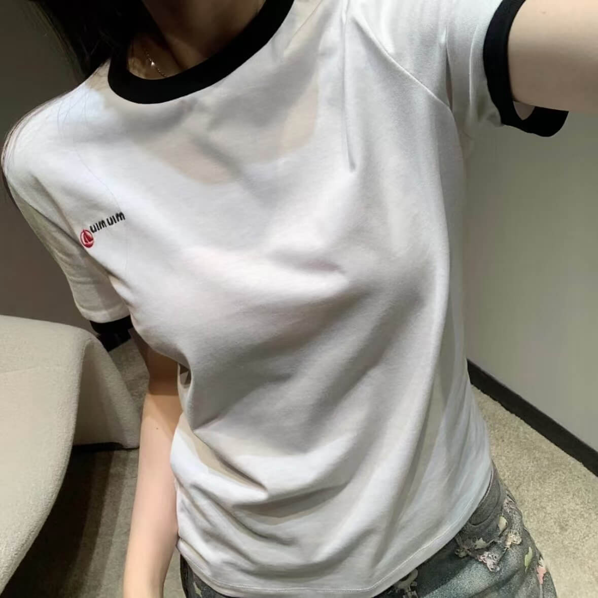Classic Black and White Color-Block T-Shirt