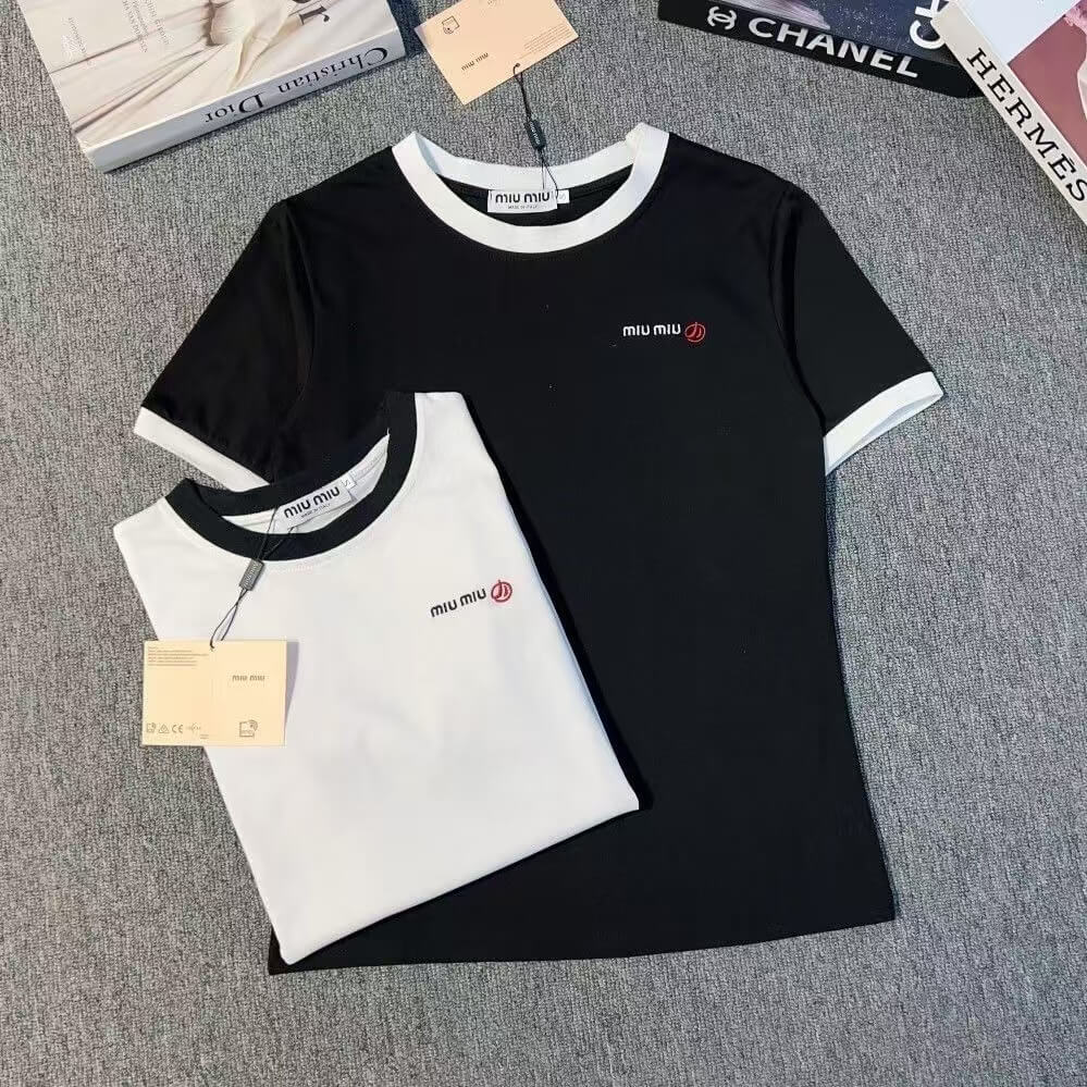 Classic Black and White Color-Block T-Shirt