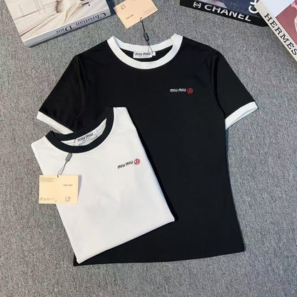Classic Black and White Color-Block T-Shirt