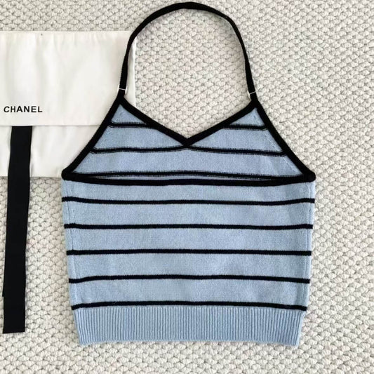 Striped Halter Knit Camisole