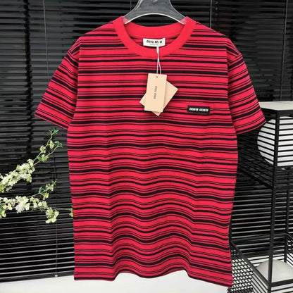 New Arrival Striped Round-Neck Pocket T-Shirt