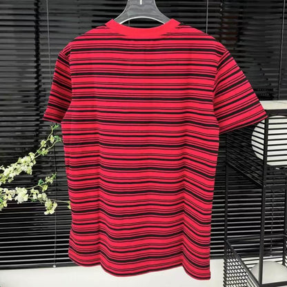 New Arrival Striped Round-Neck Pocket T-Shirt