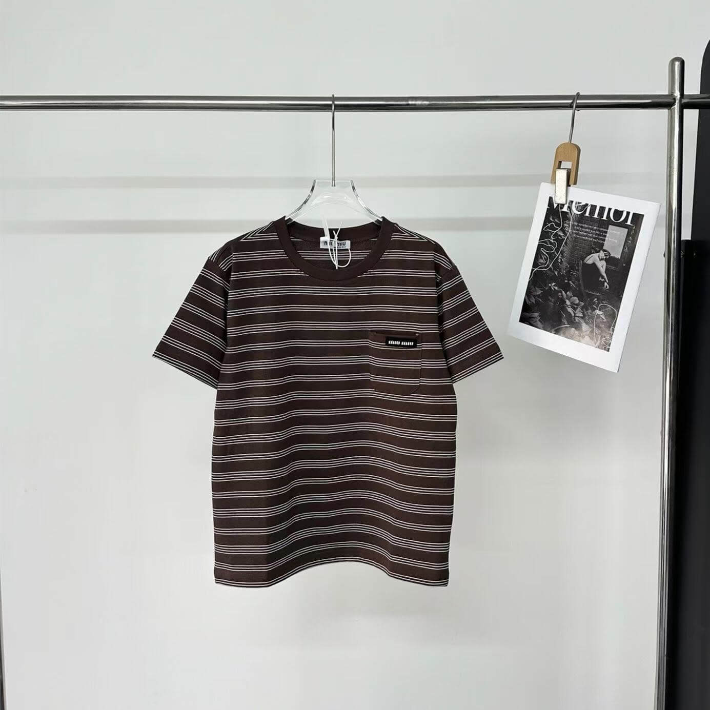 New Arrival Striped Round-Neck Pocket T-Shirt