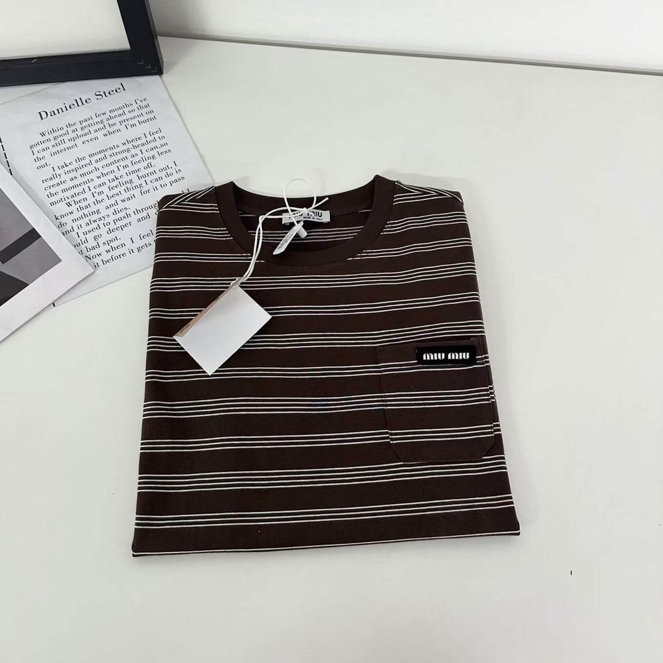 New Arrival Striped Round-Neck Pocket T-Shirt
