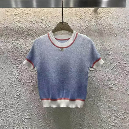 Fashionable Gradient Knitted Short Sleeve