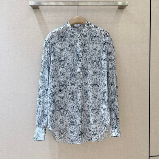 Classic Butterfly Floral Print Shirt